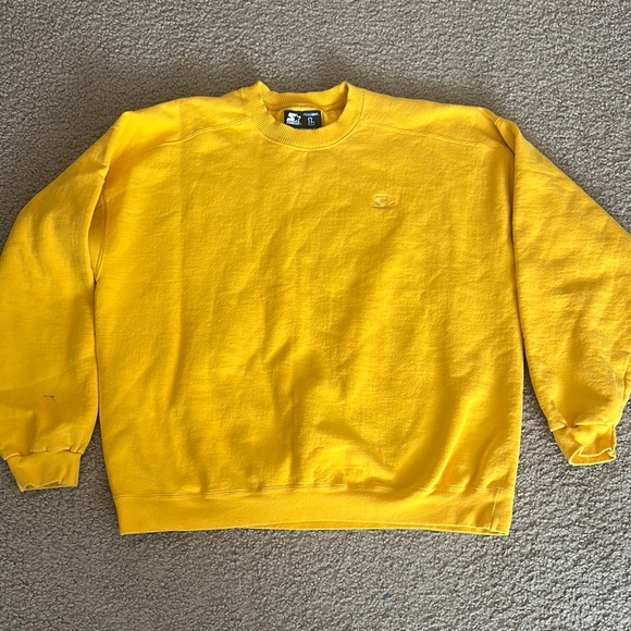 STARTER Other - Starter Mens Long Sleeve Crewneck Heavyweight Pullover Sweatshirt Yellow Size L